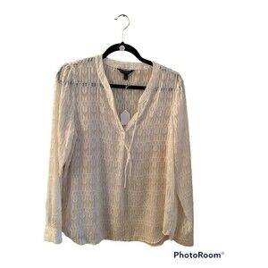 Banana Republic Long-Sleeve White Sheer Top. Sz.M